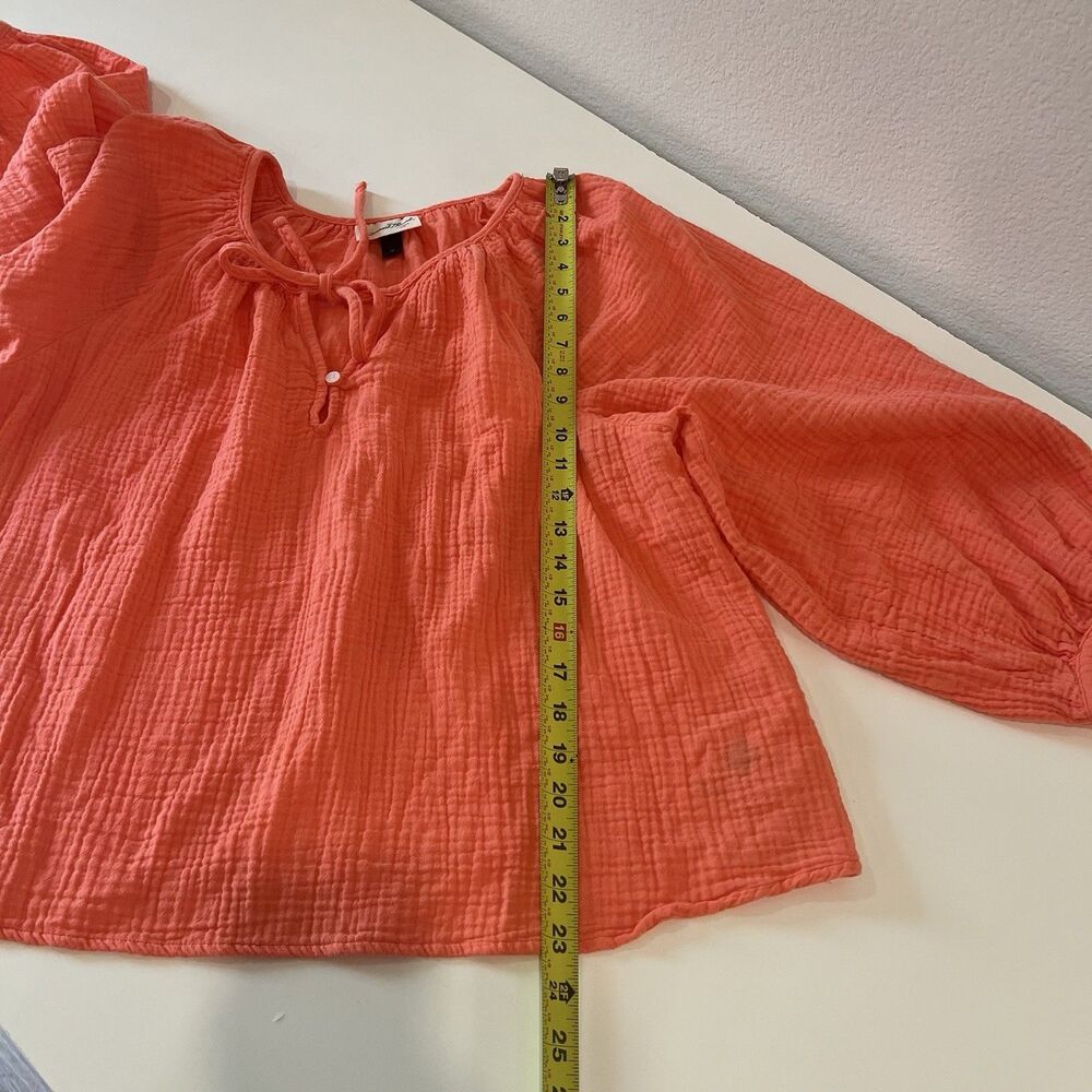 Universal Thread Women's Gauze Balloon-Sleeve Popover Blouse Orange Size XL - Picture 8 of 8